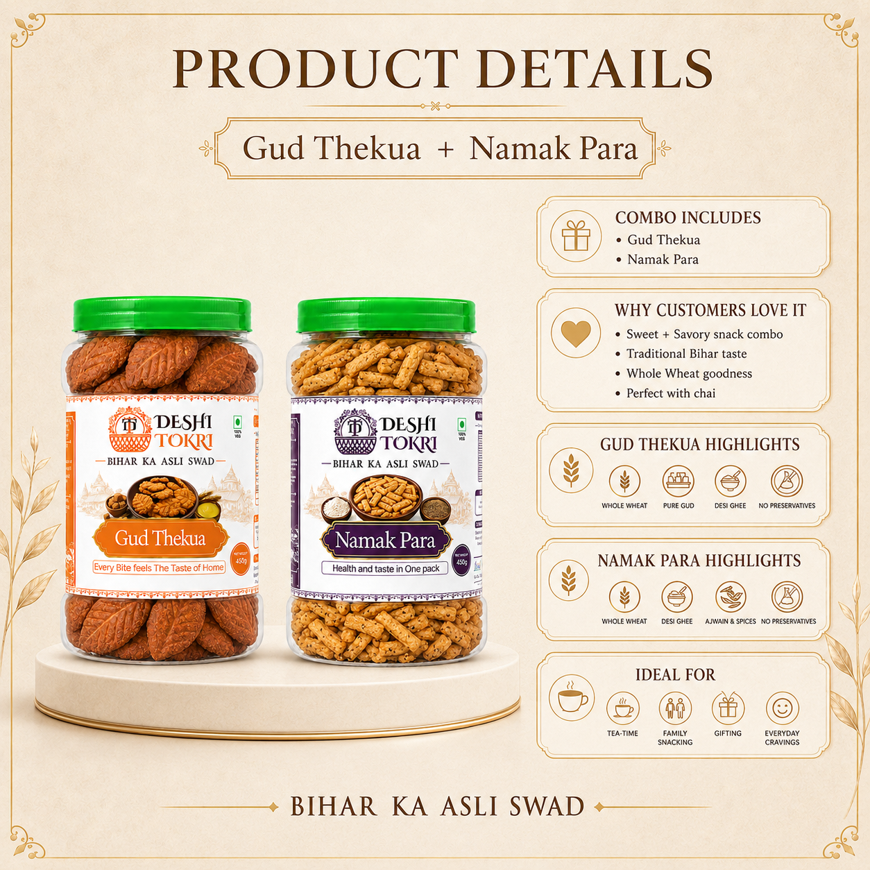 Aata Gud Thekua + Aata Namak Para