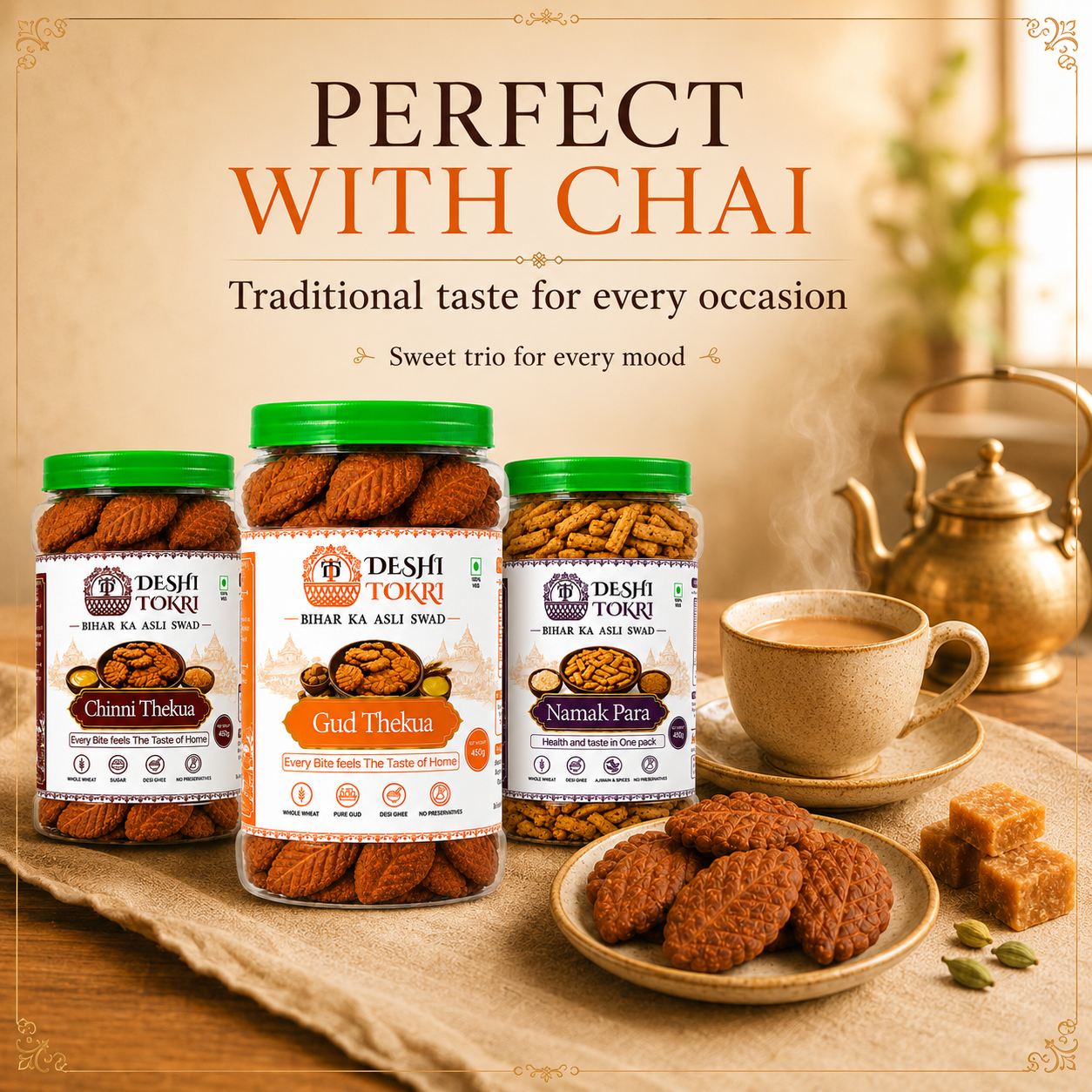 Gud Thekua + Chinni Thekua + Namak Para