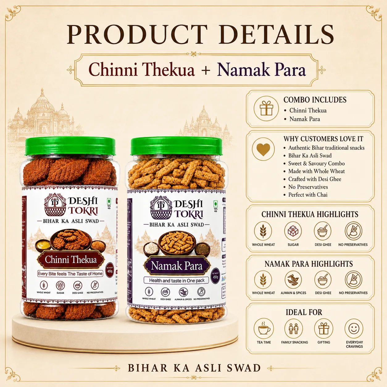 Aata Cheeni Thekua + Aata Namak Para